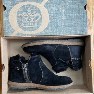 Black Suede Ankle Boots with Zipper